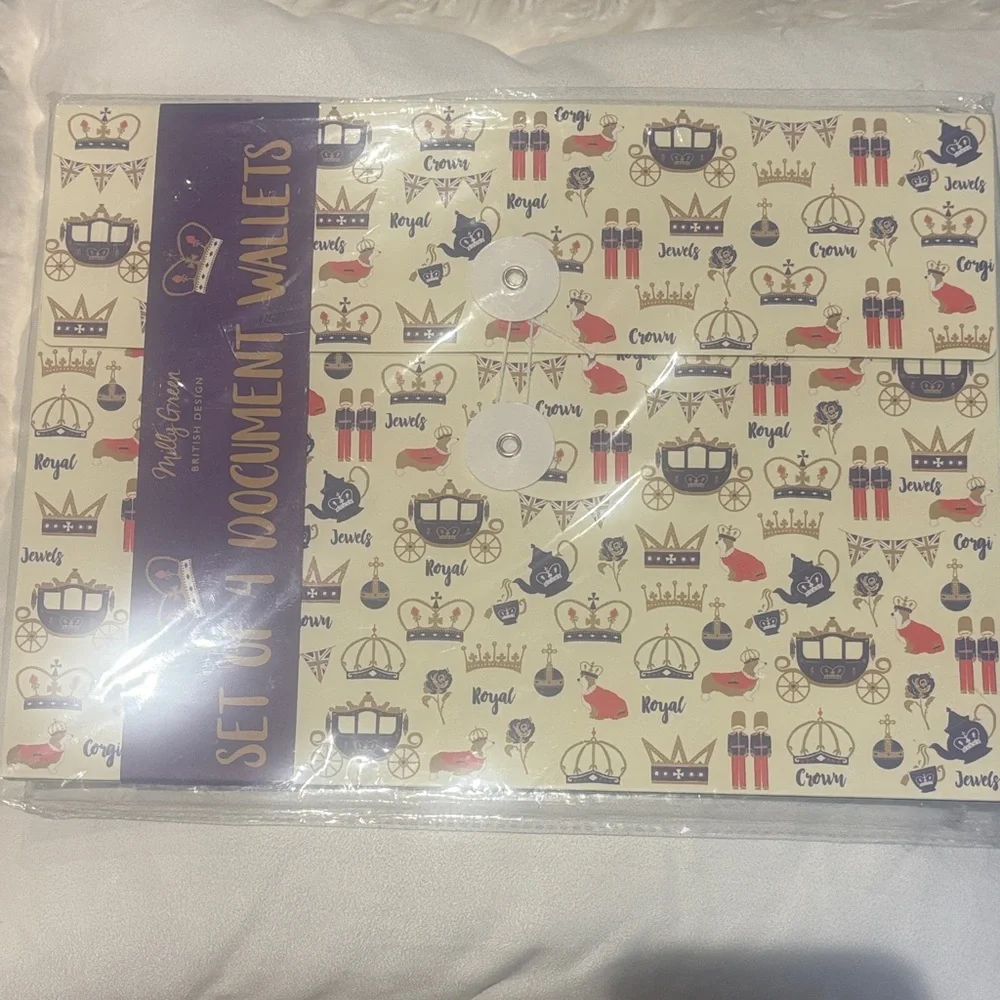 Paperchase Royal Document Wallet Set - Cream and Blue
